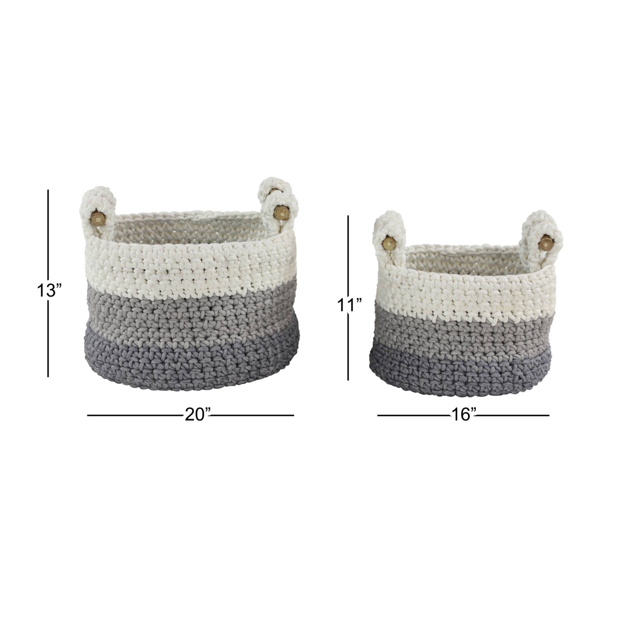 Gray Polyester Country Storage Basket Set